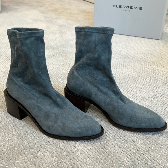 Robert Clergerie Velour Suede Stretch Boots - Picture 1 of 10